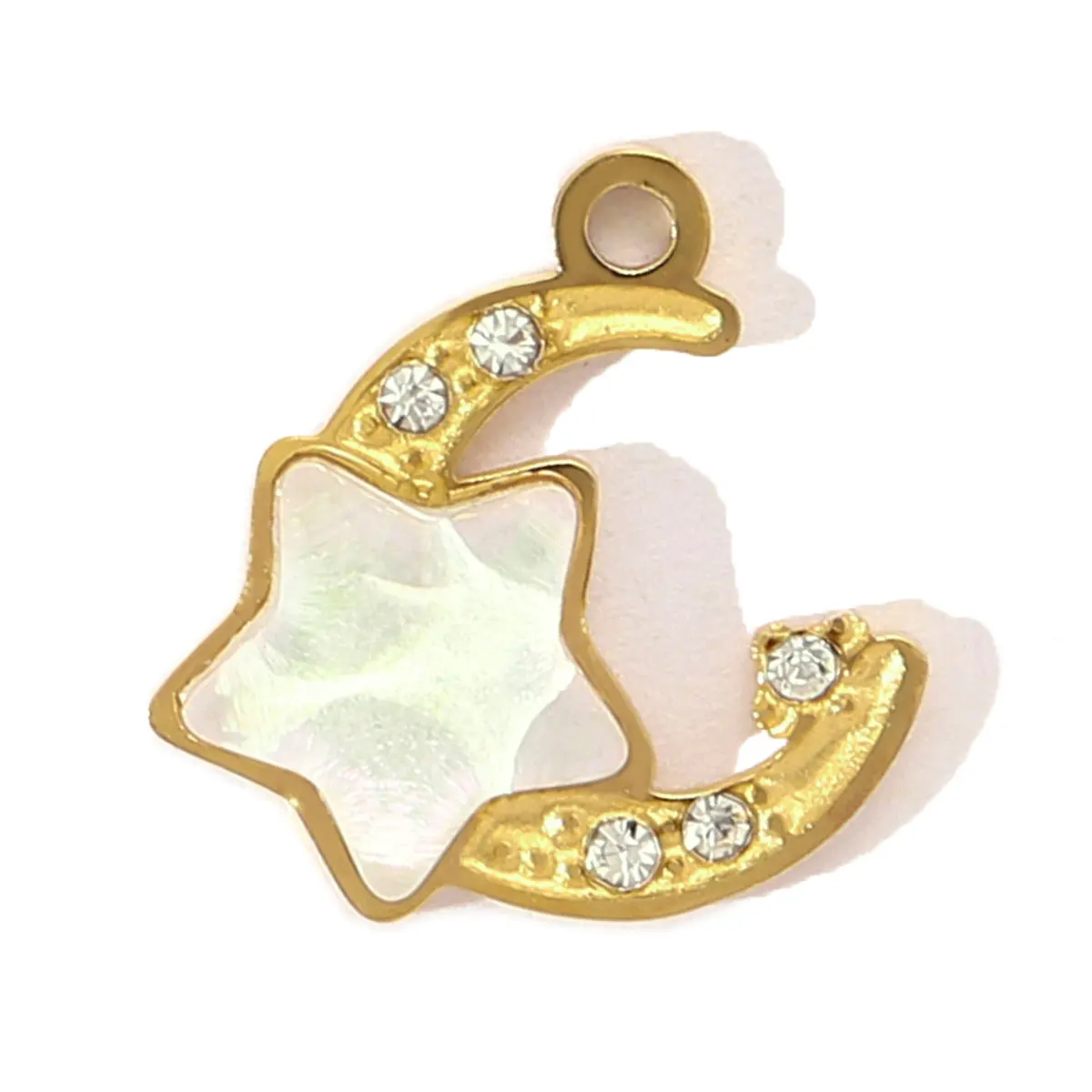 3 قطعة/الوحدة الفولاذ المقاوم للصدأ Bowknot القلب المعلقات القمر سحر الزجاج حجر DIY بها بنفسك صنع المجوهرات قلادة القرط الإكسسوار