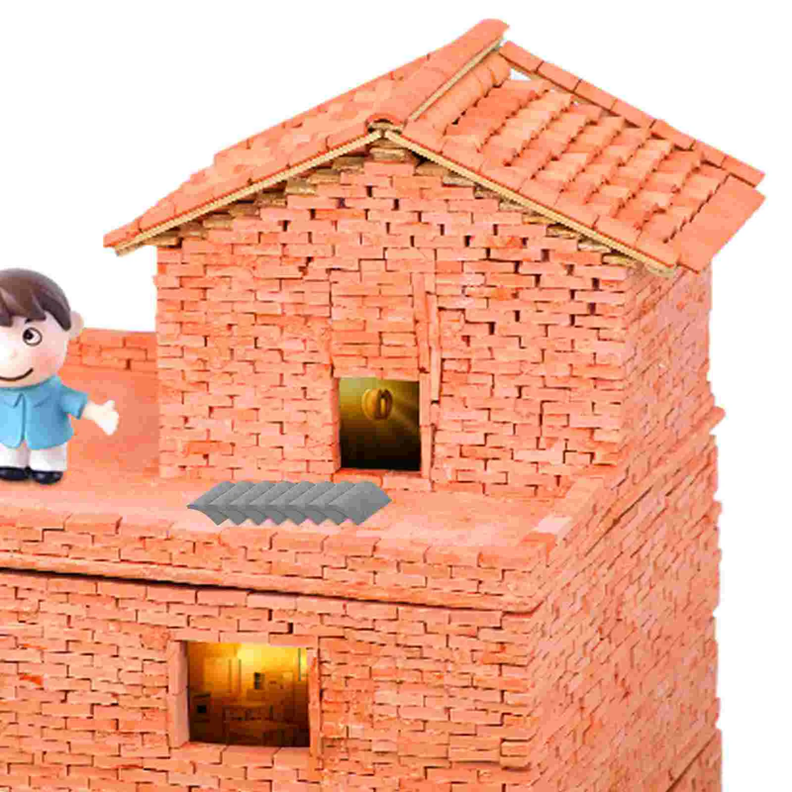 Mini bloques de construcción de arcilla para niños, 70 piezas de ladrillos de juguete, Miniatura, azulejos de techo, casa realista, modelos artificiales de cemento pequeño, accesorios