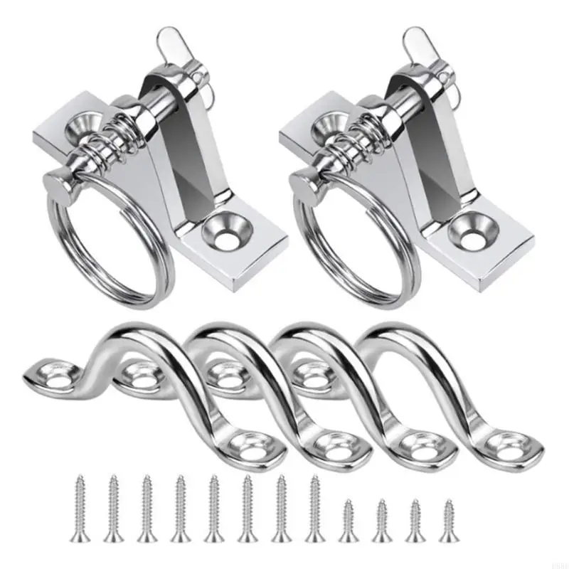 D5BE 8pcs/10pcs Tie Down Anchors Point for Kayak Canoe Rigging 316 Stainless Tie Down Eye Straps with Screws Boat Top Pad Eye