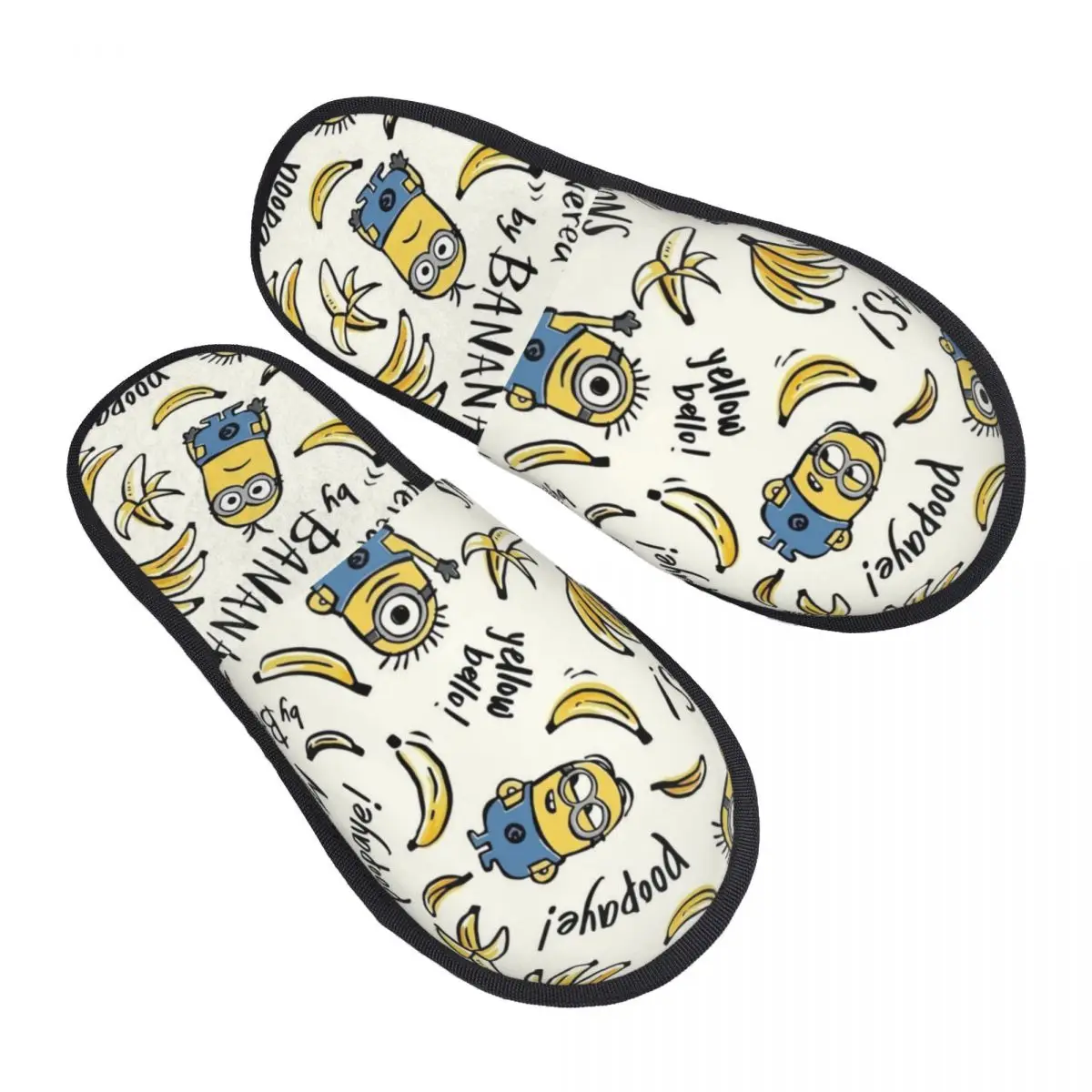 Custom Minion Cartoon House Slippers Women Comfy Memory Foam Minions Bananas Slip On Bedroom Slipper Shoes