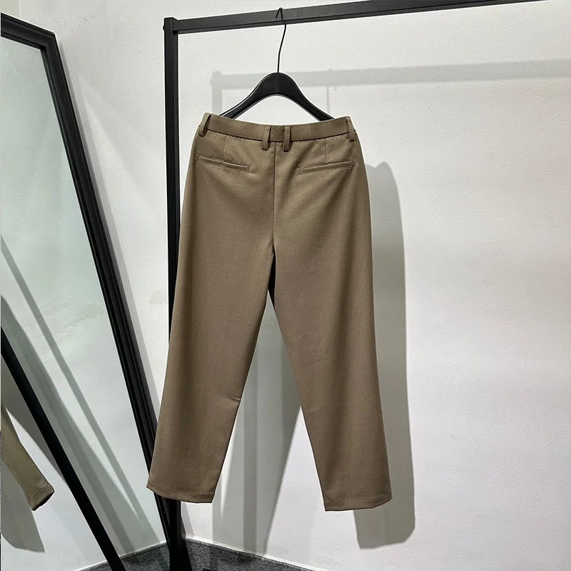 Herfst Eenvoudige Stijl All-Match Niet-strijken Draperen Casual Pak Broek Harajuku Populaire Ruan Knappe Retro Rechte pijpen