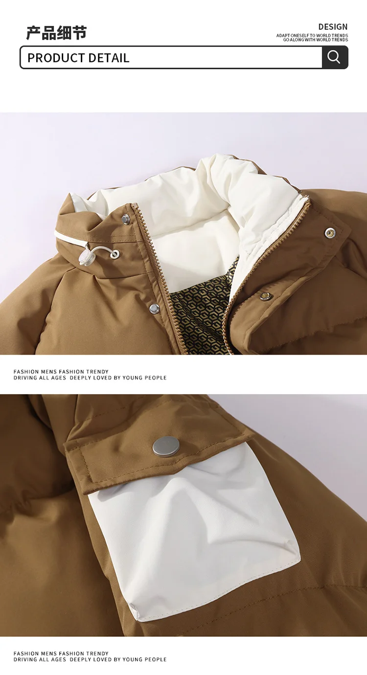 2026 winter casual down cotton jacket Men's short cotton coat trendy solid color thicken warm women's coat youth winter jacket