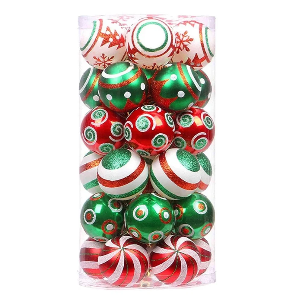 30 Pieces Christmas Ball Ornaments Plastic Lightweight Shatterproof with Glitter Finish for Tree and Festive Party Decorations