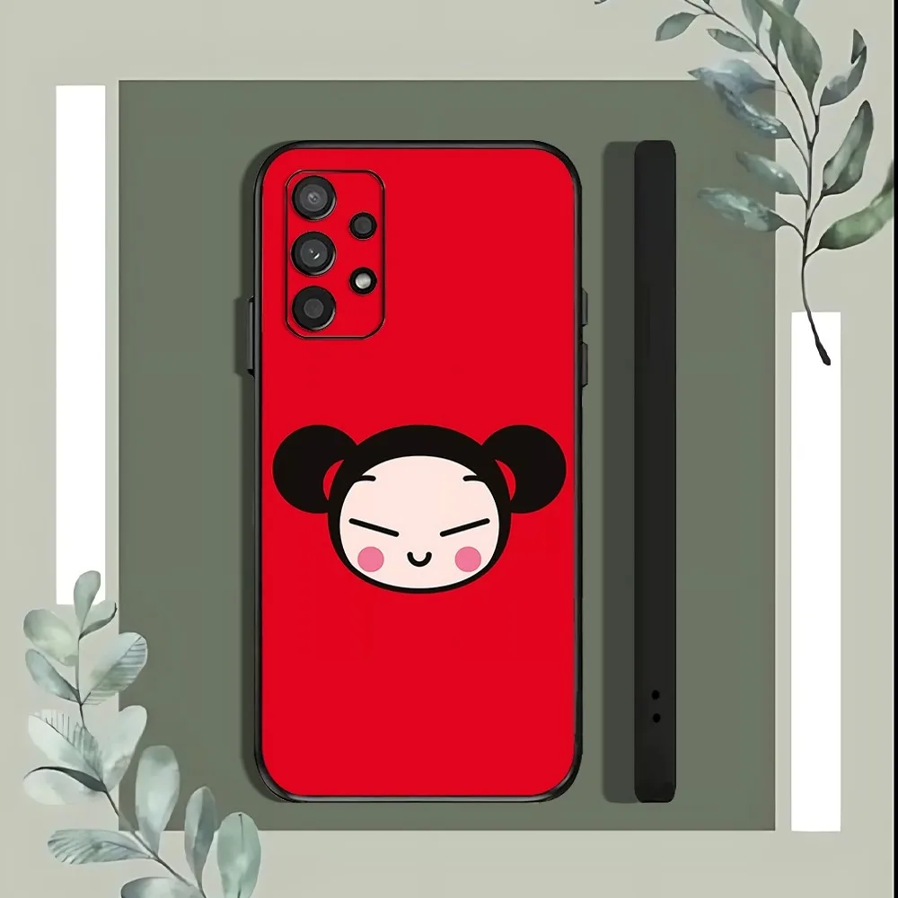 Cute P-Pucca Phone Case For Samsung Galaxy A52 A12 A51 S21 Edge S22ULTRA S23 S24 Plus Ultra Black Cover