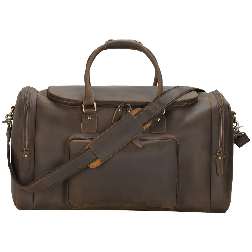 Large Capacity Vintage Style Genuine Leather Travel Bag Real Cow Hide Duffel BagLarge For Man