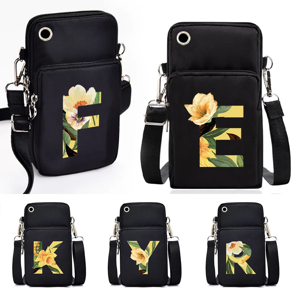 Shoulder Bags Unisex Waterproo Phone Bags  Universal for Samsung/xiaomi/iphone Shoulder Bags Floral Printing CrossBody Bag