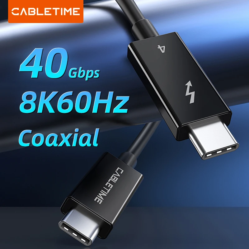 CABLETIME Thunderbolt 4 Type C Cable USB C to USB C 8K 60Hz PD100W 40Gbps Compatible USB 4 Cable Coaxial For Apple Macbook ipad