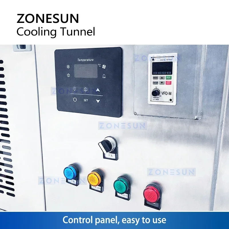 ZONESUN Industrial Cooling Tunnel Conveyor ZS-CT4 Automatic Bottle Chilling Machine for Vaseline Chocolate Wax Solidification