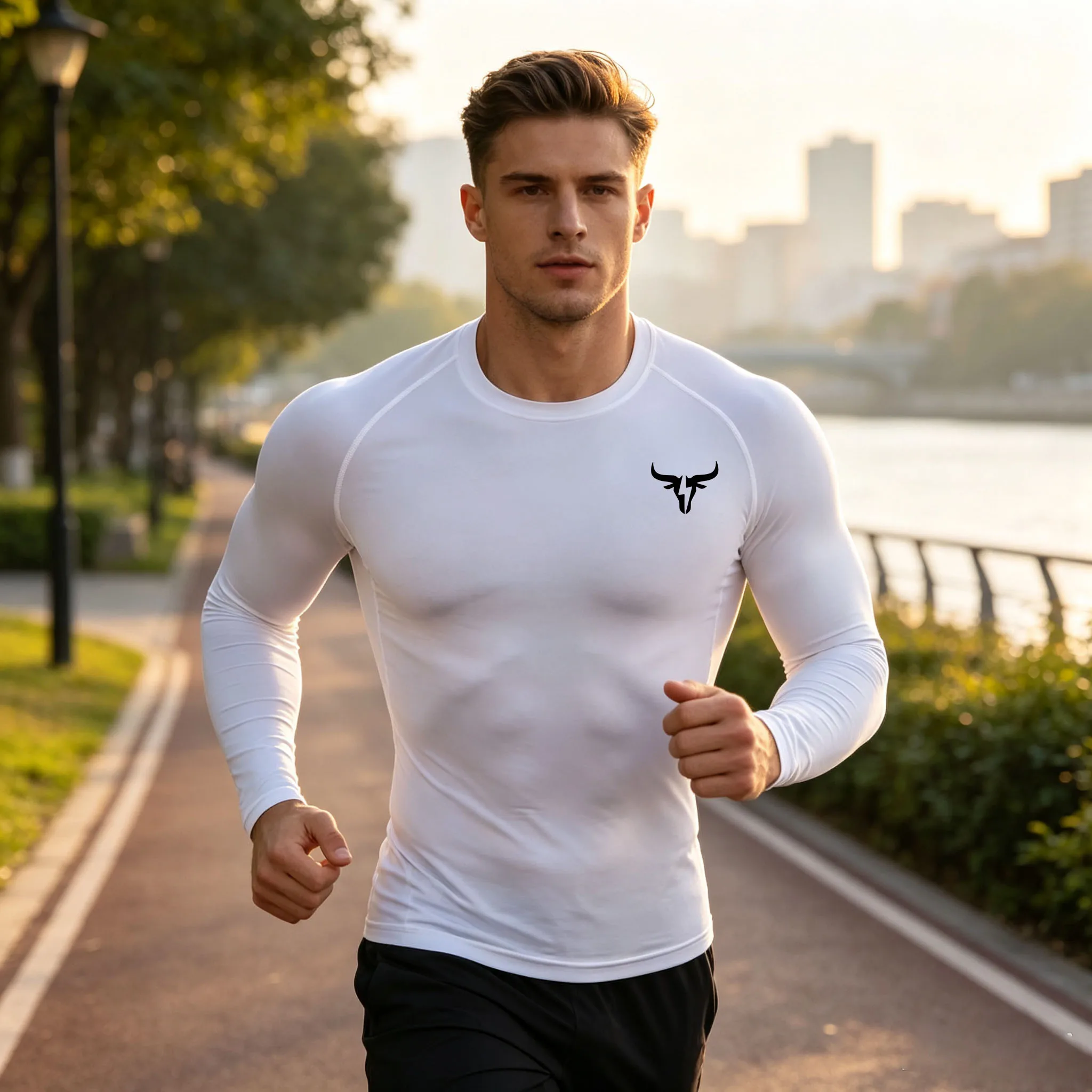 Outdoor Sport long sleeve T-shirt men's summer sportswear running elastic quick drying sports top gym dumbbell exercise shirt