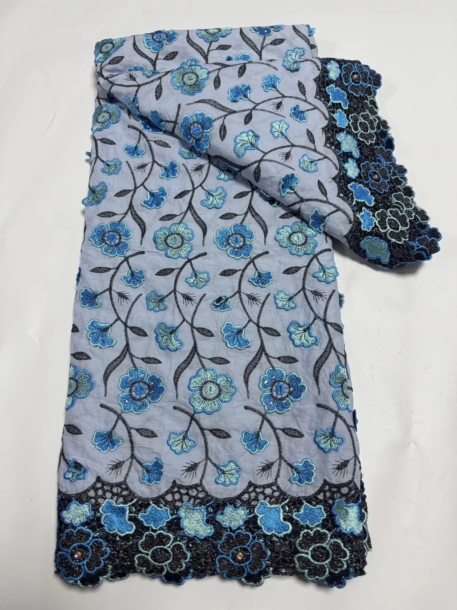 

African Laser Embroidery Lace Fabric 2025 High Quality French Sequins Guipure Cord Lace Fabric For Women Wedding Dresses