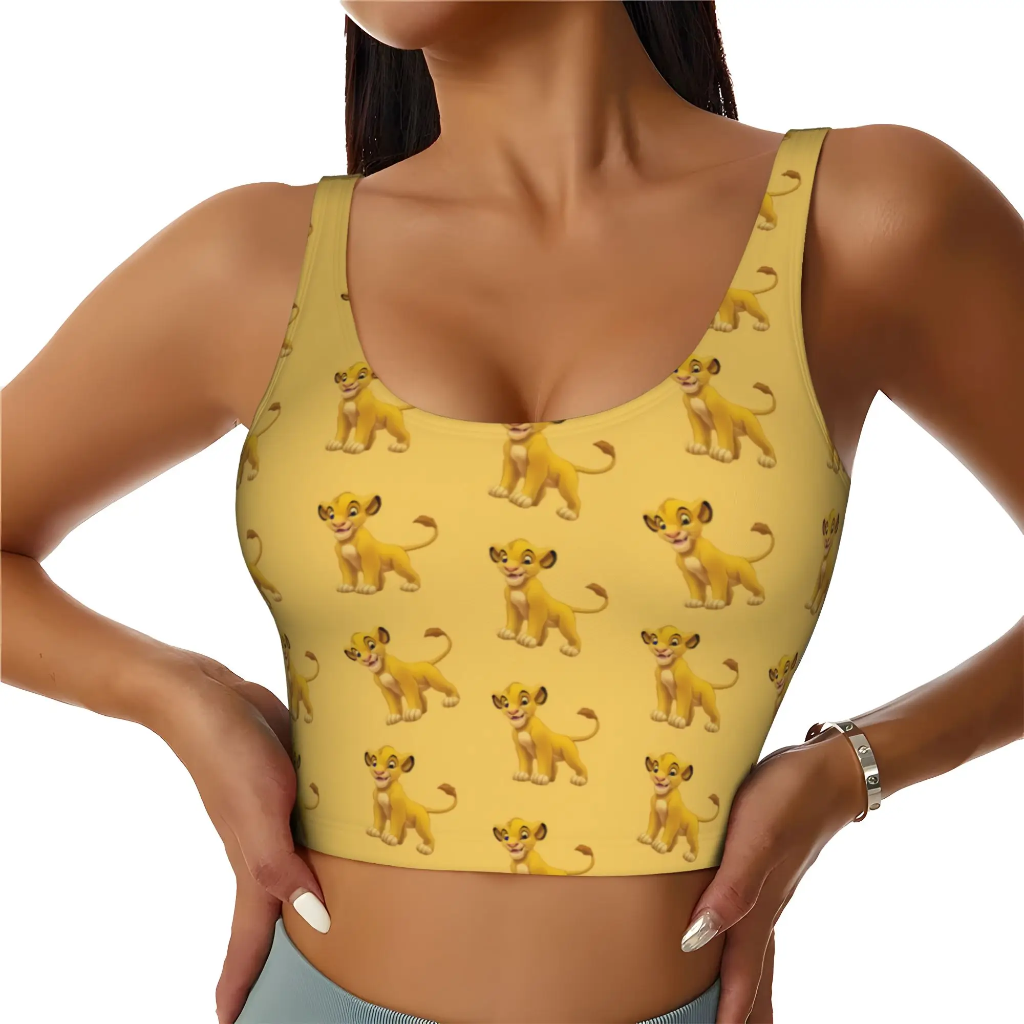 Custom Liones Anime Kinges Sports Bra Women's Hakuna Matata Simba High Impact Workout Yoga Crop Top