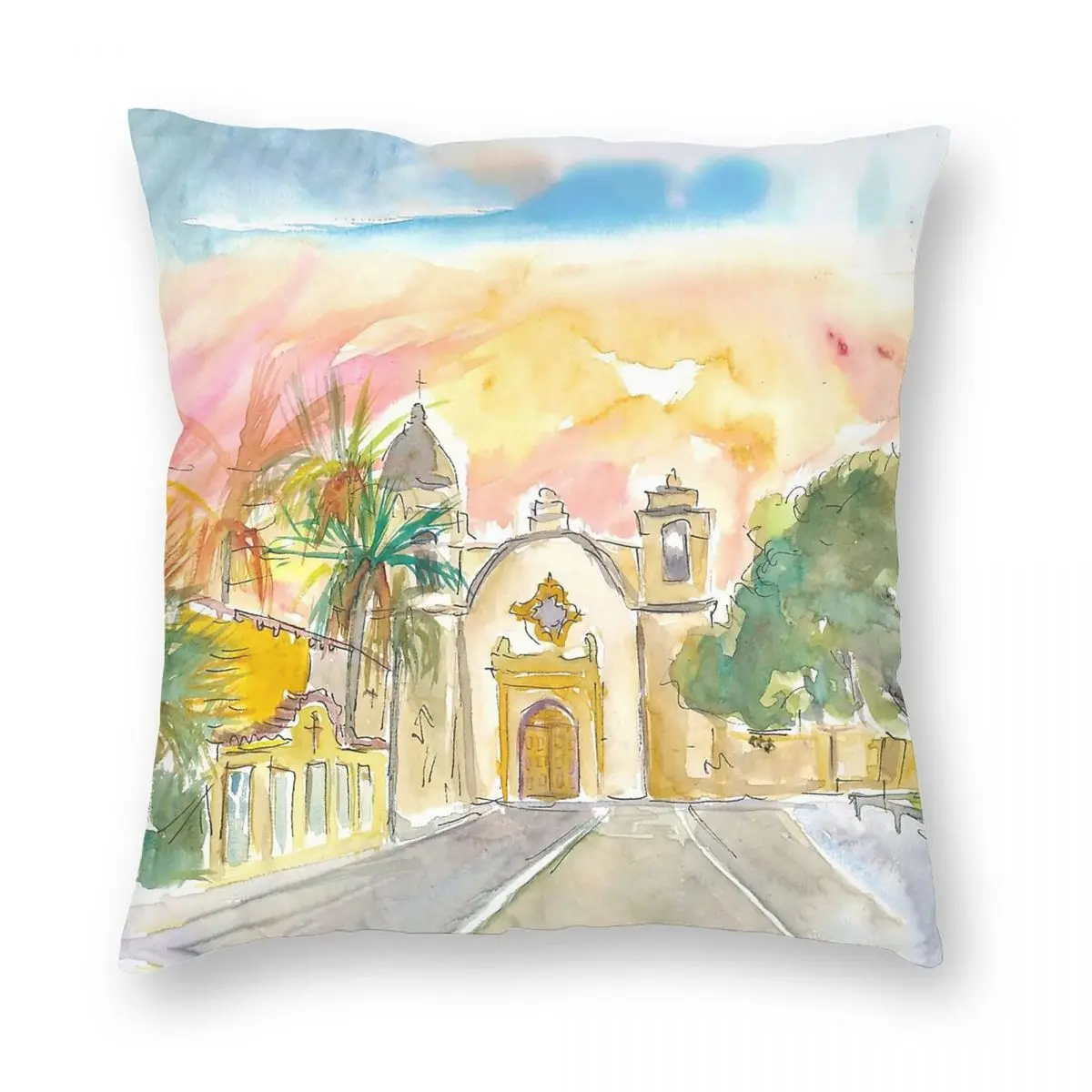 مهمة سان كارلوس بورروميو في الكرمل ساحة المخدة البوليستر الكتان المخملية الإبداعية رمي كيس وسادة غطاء وسادة السرير 18" #3