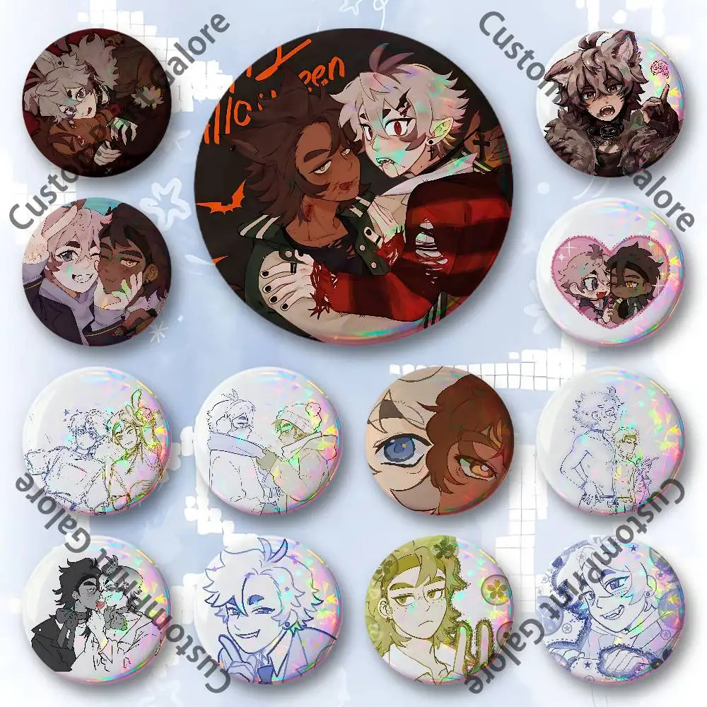 R-Rebound of the H-Heart Customizable Badge Tinplate Brooch Laser Film Lapel Pin for Decoration Party Small Gifts