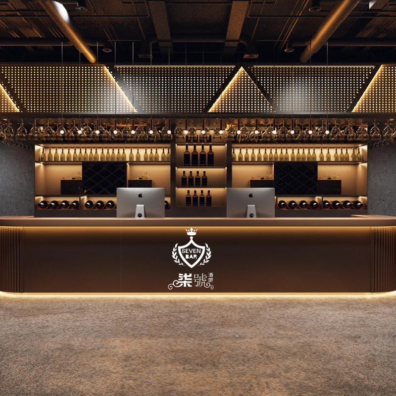 

Retro Industrial-style Reception Desks Solid Wood Billiards Counter Reception Desks Office Furniture Reception Et Table YS40CC