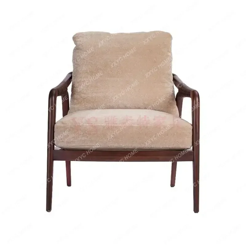 

A Solid Wood Rattan Simple Nordic Bedroom Living Room Light Luxury Simple Leisure Sofa Single ChairEsmt163