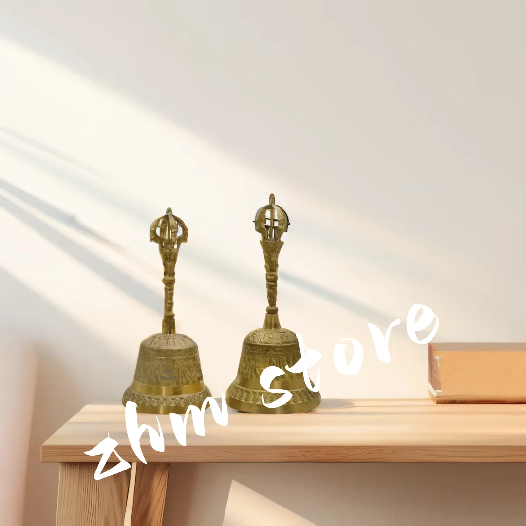Brass Handicraft Large Engraved Hand Bell Produces Loud and Clear Sound School Meditation Church Bronze Bell Creative Gift