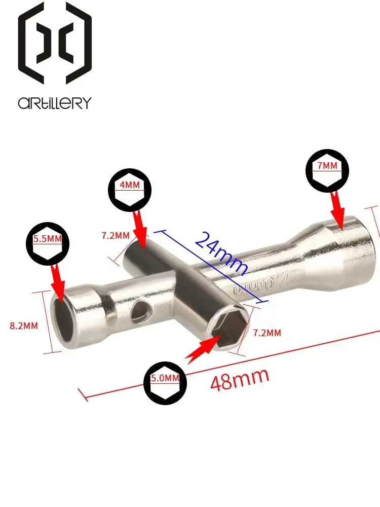 10pcsWrench 4-in-1 3D printer nozzle tool M2 M2.5 M3 M4 nut hexagonal cross wrench, suitable for E3D multiple nozzle mini wrenc