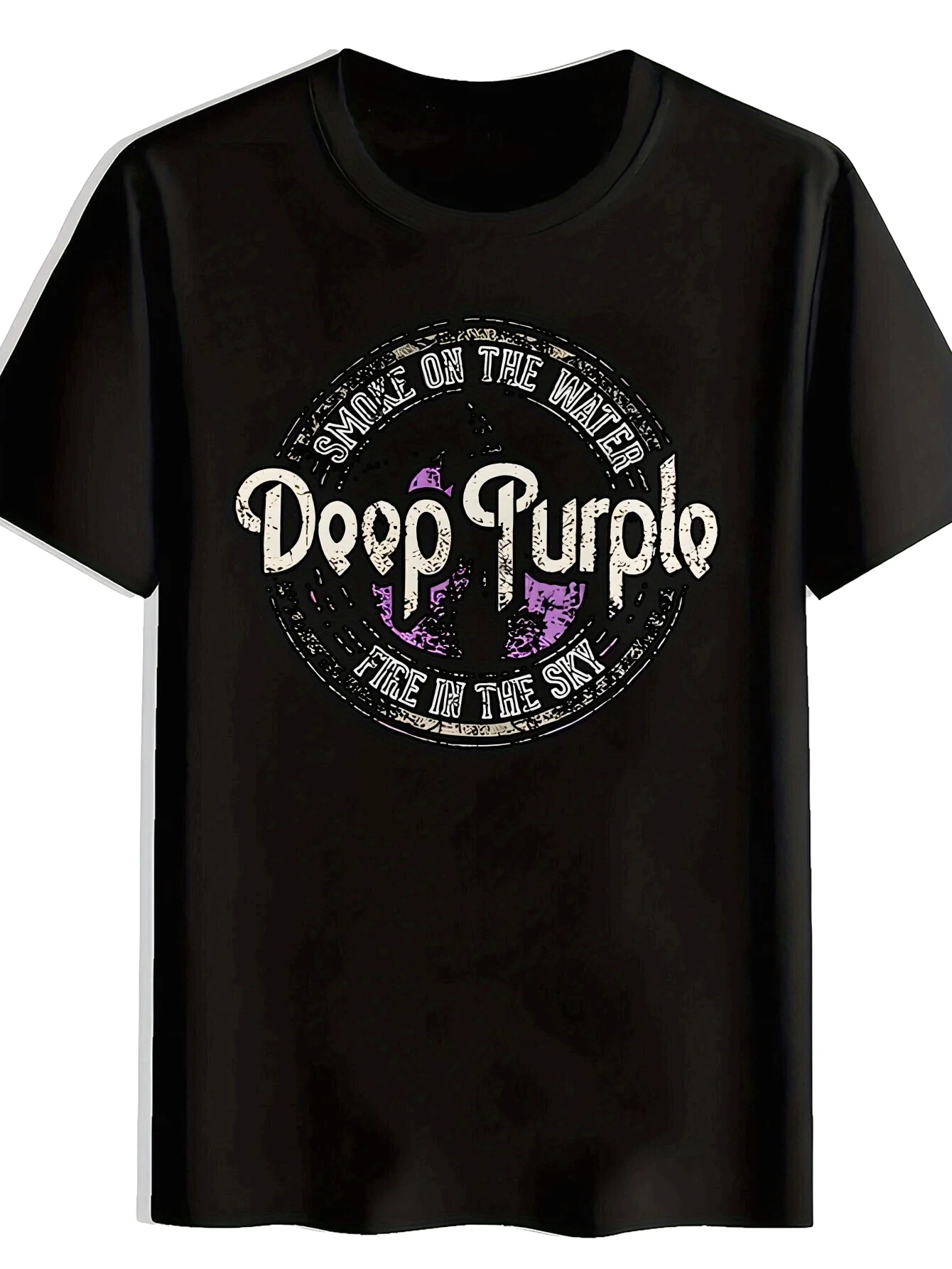 

Винтажная рок-футболка темно-фиолетового цвета, мужская винтажная футболка с рисунком рок-группы, дышащая футболка из полиэстера с коротким рукавом