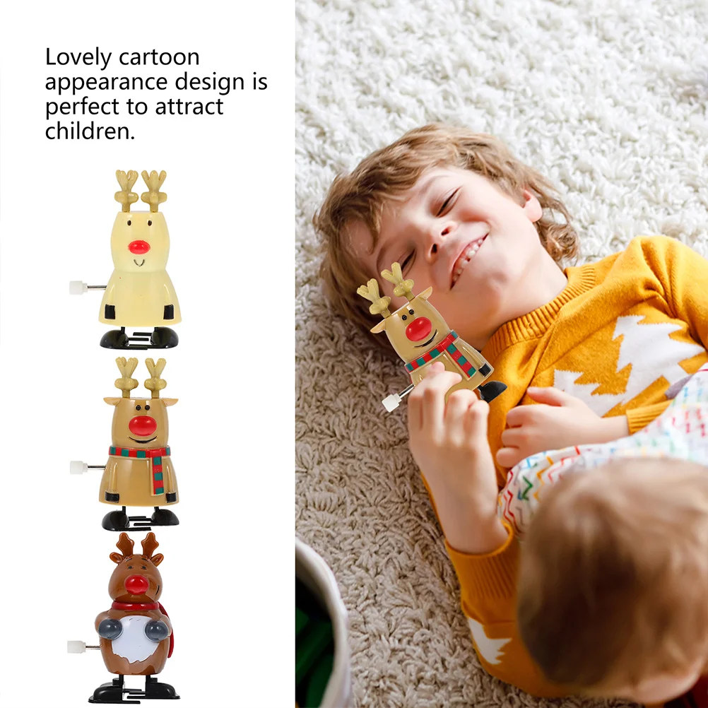 3 szt. Świąteczne nakręcane figurki Świętego Mikołaja, urocze plastikowe zabawki na przyjęcia bożonarodzeniowe, artykuły dla dzieci, nakręcane zabawki.