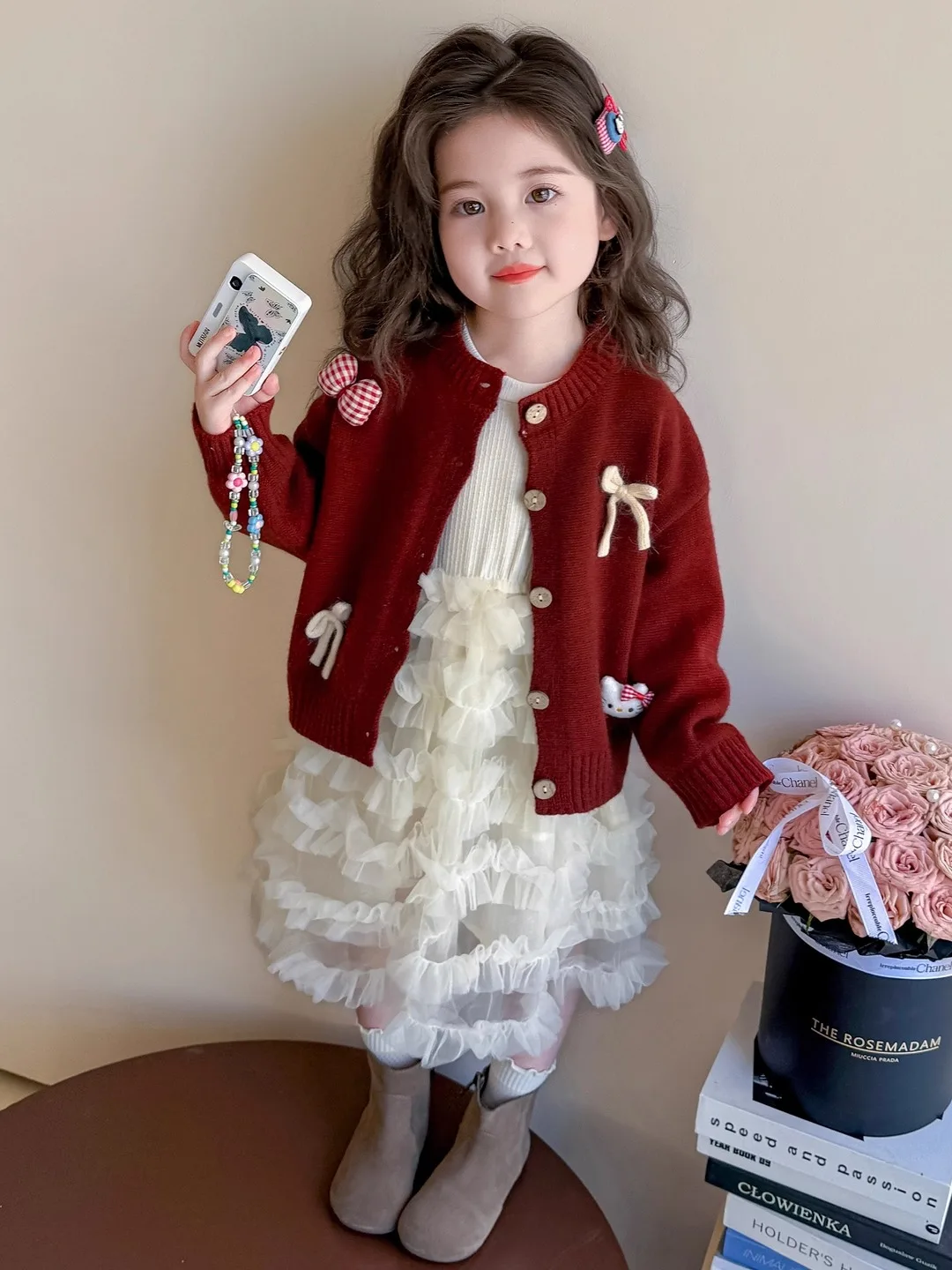 Meninas de malha aberta cardigan outono faion bebê camisola casaco das crianças outono camisola de malha thi quente longo sve redondo ne