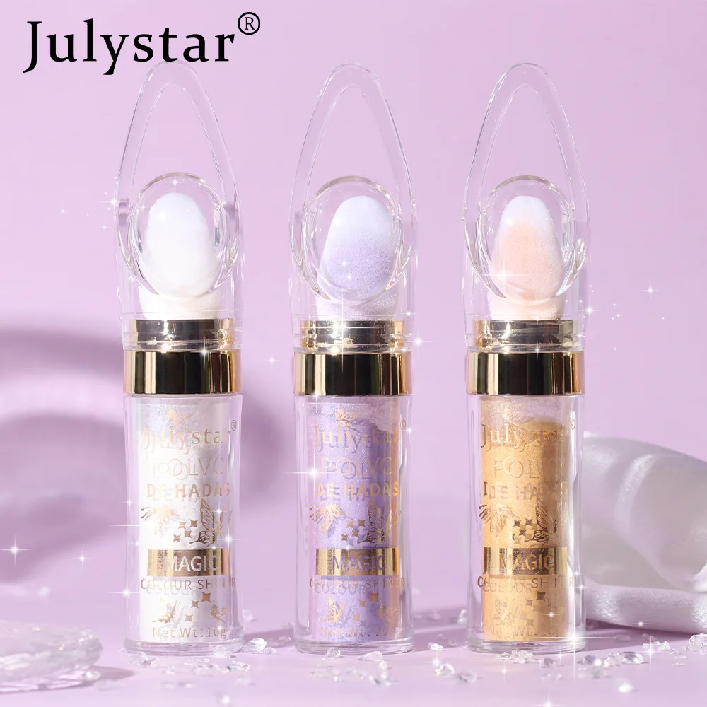 Julystar-purpurina para maquillaje de cuerpo completo, brillo de alto brillo, maquillaje femenino, polvo de hadas, cosméticos, purpurina para ojos