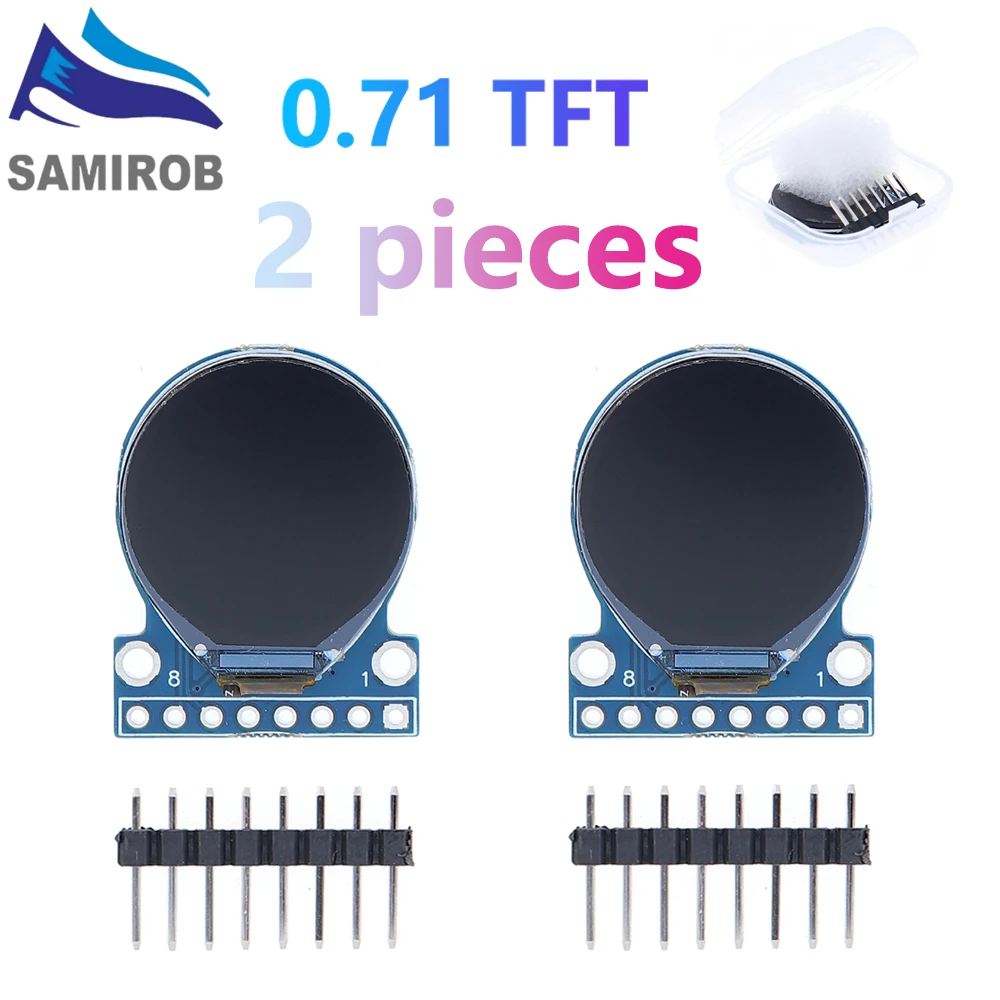 2 peças display tft 0.71 Polegada módulo de exibição lcd tft redondo rgb 160*160 gc9a01 driver 8pin interface spi 160x160 pcb para arduino
