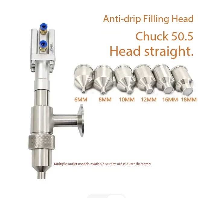 Anti-Drip Filling Nozzle 50.5 Chuck | 304 Stainless Steel Trigger Filling Head for Liquid Paste Discharge