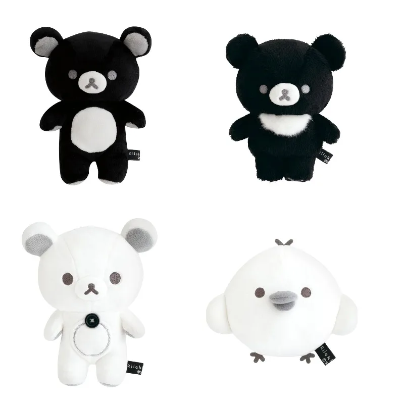 19cm Popular Cartoon Rilakkumas Plush Toy Black White Bear Soft Stuffed Toy Cute Character Collectible Birthday Gifts for Fans