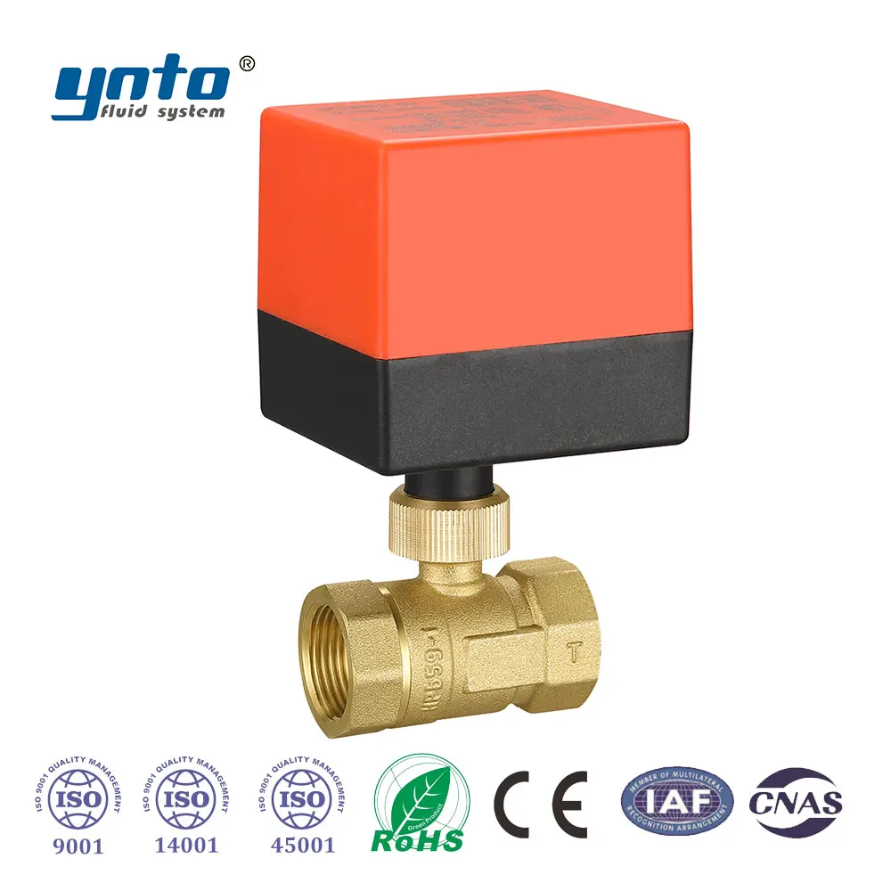 Válvulas de esfera de latão Conexão rosqueada elétrica do ar condicionado do controle de água