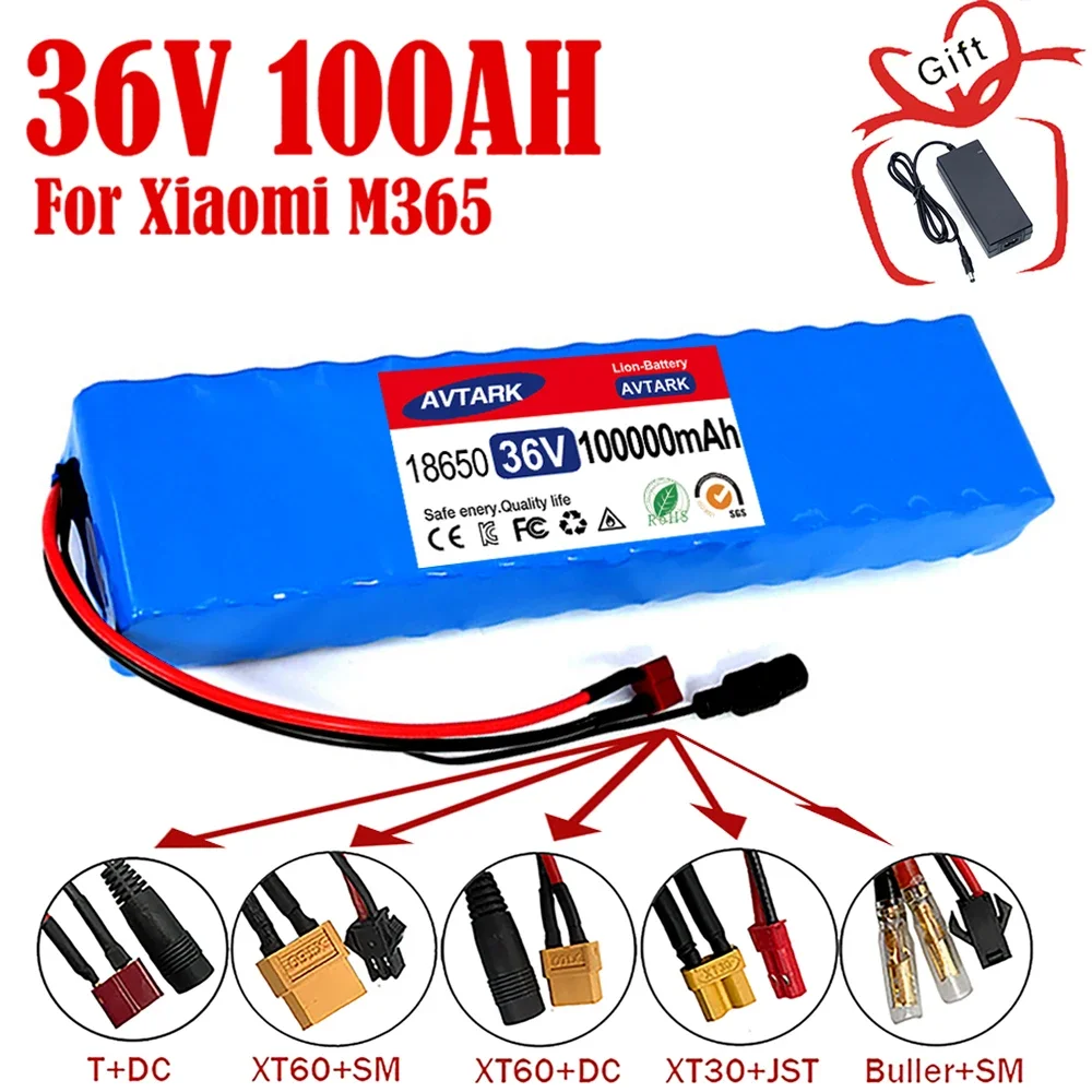 

36V 100Ah 10S3P 18650 Lithium Battery Pack 100 Watt 20A BMS T XT60 Plug for Xiaomi Mijia M365 Electric Bicycle Scooter