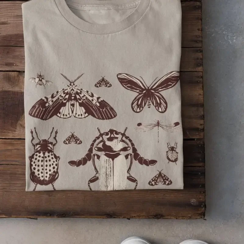 Cottagecore Moths T Shirt Goblincore Goth Grunge Fairycore Clothing Witchy Dark Academia Aesthetic Botanical Art