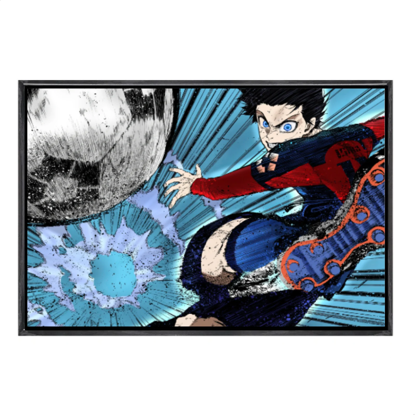 

Японский мультиразмерный холст с изображением манги, настенное искусство в двойной рамке, домашний декор с синим замком для гостиной, спальни