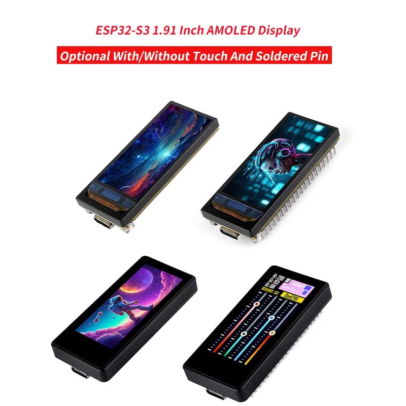 

ESP32-S3 1,91-дюймовый AMOLED-дисплей, макетная плата, 32-битный двухъядерный процессор LX7, Wi-Fi и BLE, 240 × 536 для Arduino LVGL, опционально