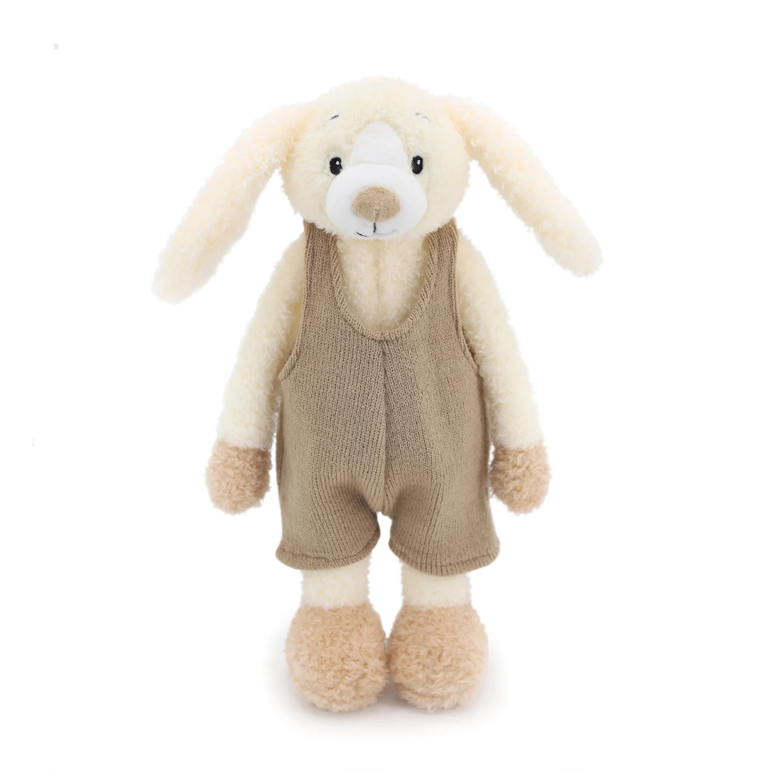 Conejo blanco bonito de 30cm, tela con correa de color caqui, juguete de peluche, muñecos de animales suaves, conejo para bebés, regalo de cumpleaños, 1 ud.
