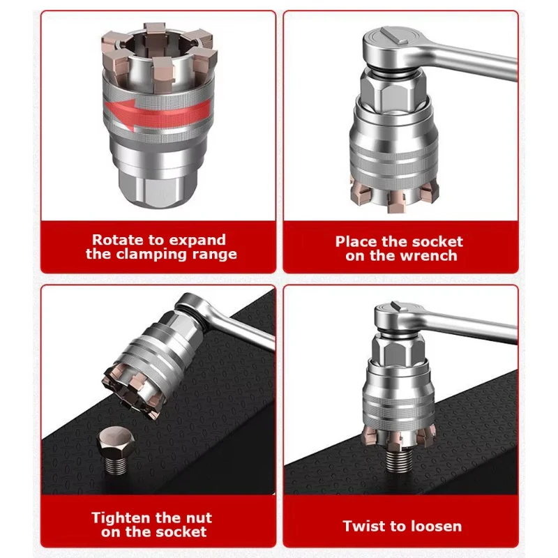 Adjustable Socket Wrench Set Ratchet Electric Drill Multifunctional Universal Sleeve Socket Head 6-19mm for Car Repair