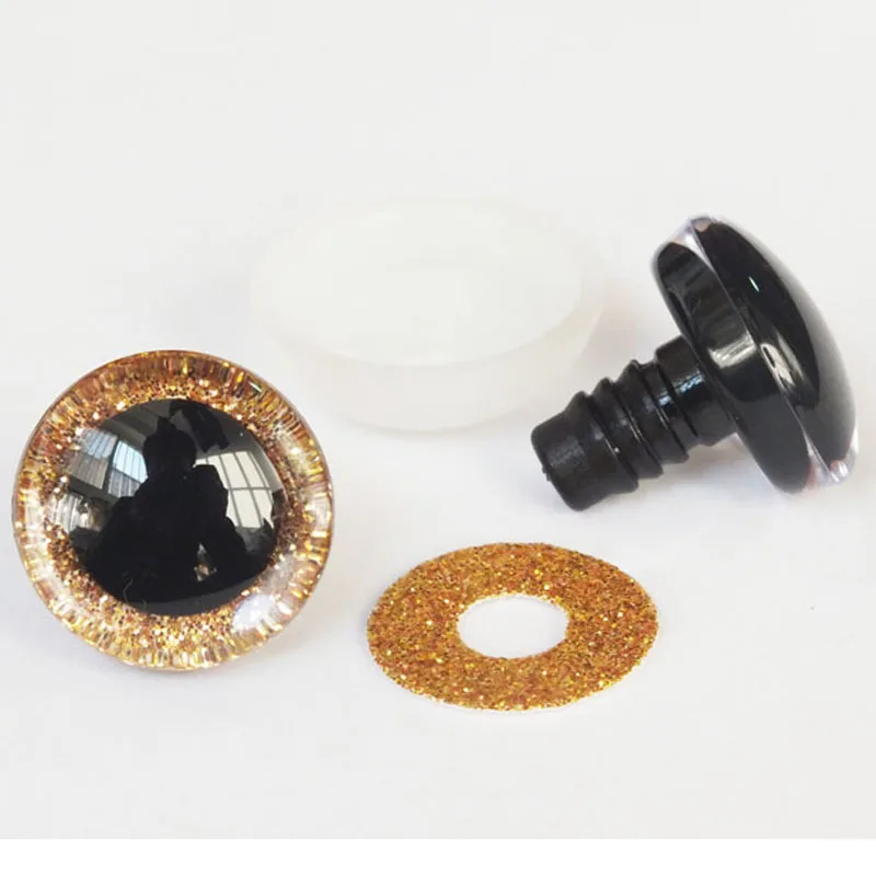20 Stück 9–40 mm 3D-Sicherheitsspielzeugaugen + glitzernde Vliesstoffe – können Größe und Farbe wählen – Detail 7