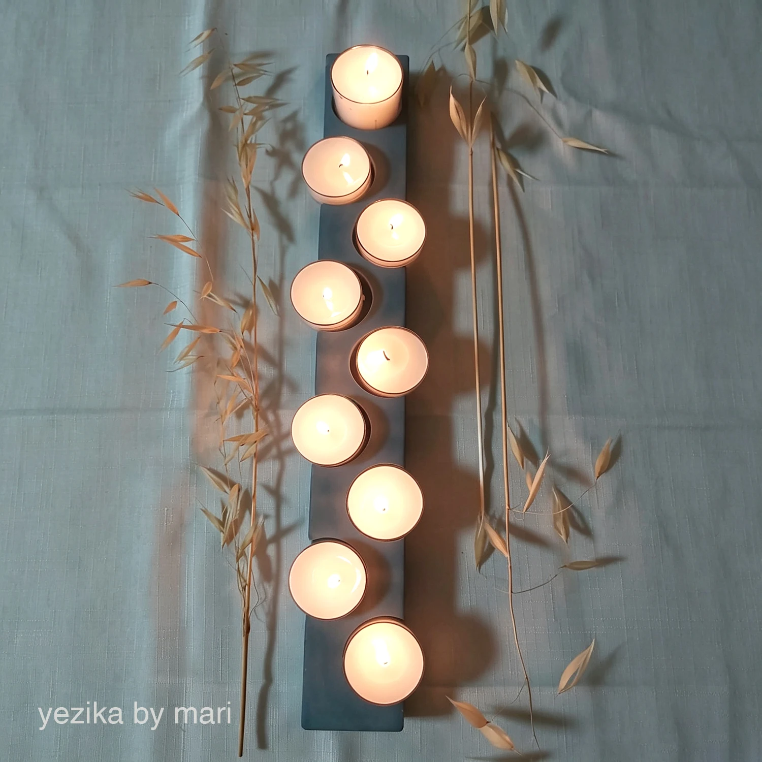 Silicone Mold For Hanukkah Menorah 9‑Hole Tealight Candle Holder Cement Casting Mold Jewish Chanukah Judaica Home Decor Craft