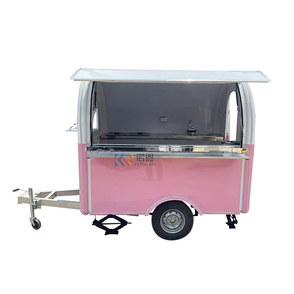 OEM Customized Food Truck Rolling Cart Fast Food Machine Snow Cone Trailer Food Cart Cooking Trailer Red Hamburger Carts