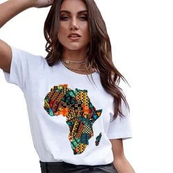 Fashion Aesthetic Cartoon Africa Print Tshirt 90s Cute Tees Top Women Short Sleeve Simple Clothing Lady Tops Tshirts T-Shirt