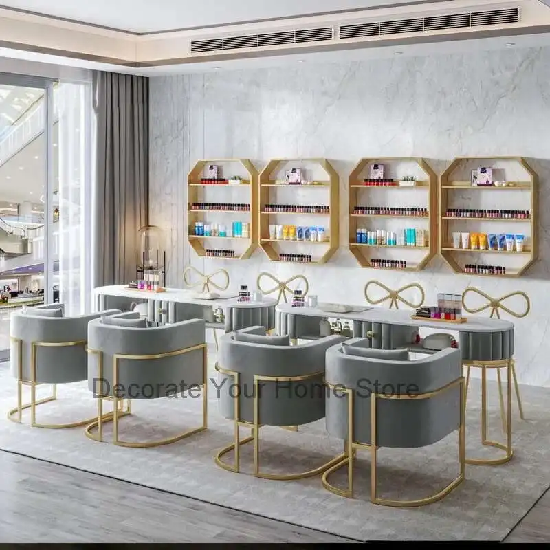 

Modern High -end Nail Table and Chair Set Beauty Salon Professional Nail Table Salon Furniture Light Luxury Bedroom Makeup Table
