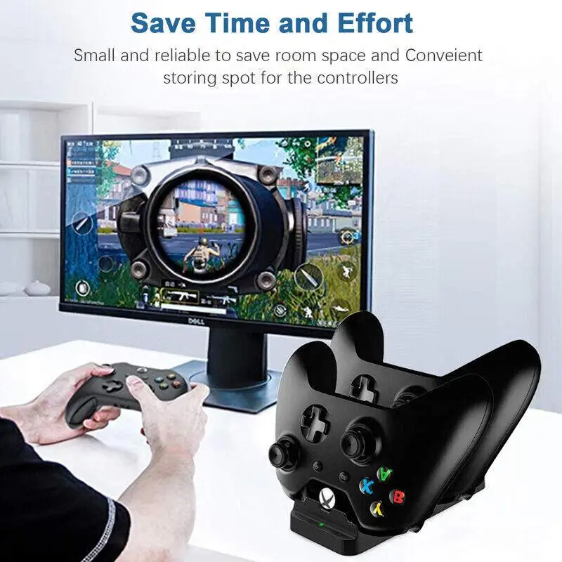 Dual Charging Station Display Controller Charger Dock, 2 Baterias Recarregáveis para XBOX UM Jogo Controlador Sem Fio Kit de Carregamento