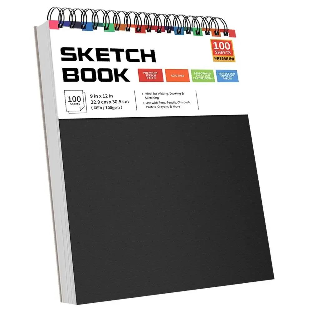 Artistic 9x12inch Sketch Book Hard Cover Blank Inner Pages Drawing Notebook Draft Book School Office