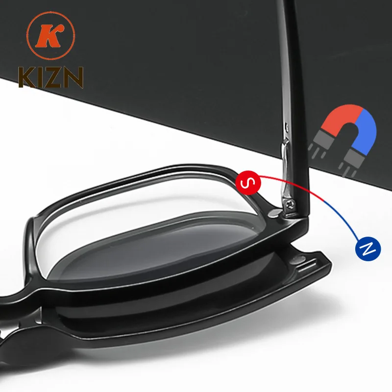 KIZN Sports Retro 5+1 الاستقطاب قصر النظر كليب النظارات الشمسية النظارات الإطار الرجال النساء خمسة المغناطيس مجموعة مرآة 0 -1 -1.5 -2 -2.5 -3 -
