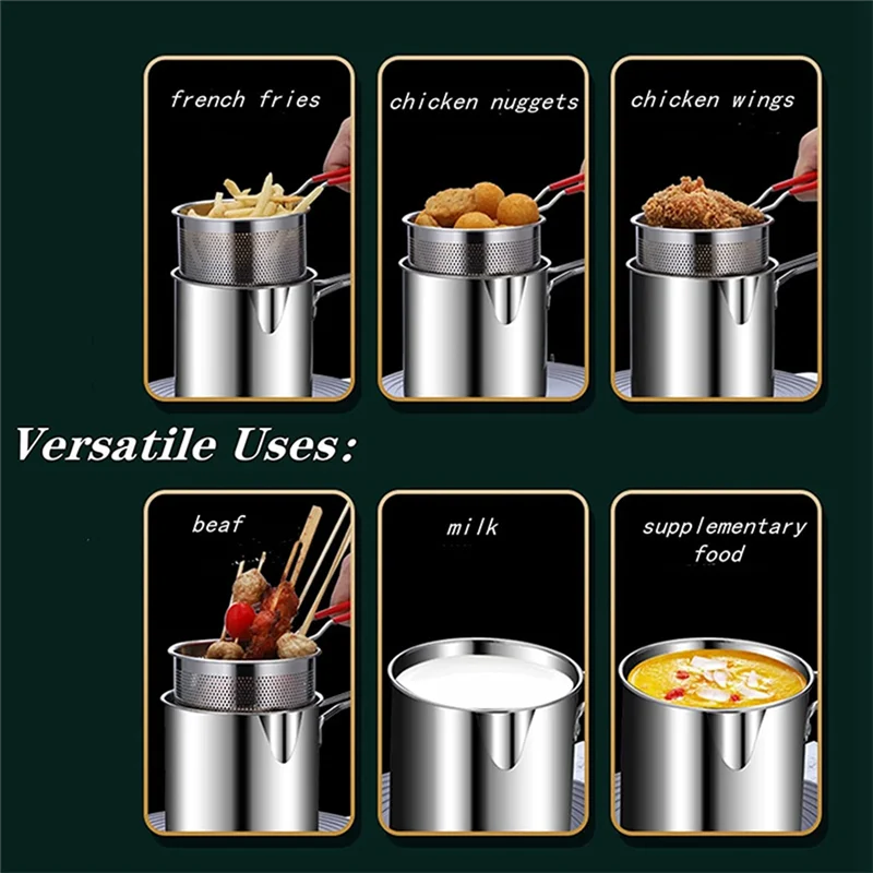Frituurpot Met Zeef Mand Tong Rvs Japanse Tempura Koekenpot Voor Frietjes Kip