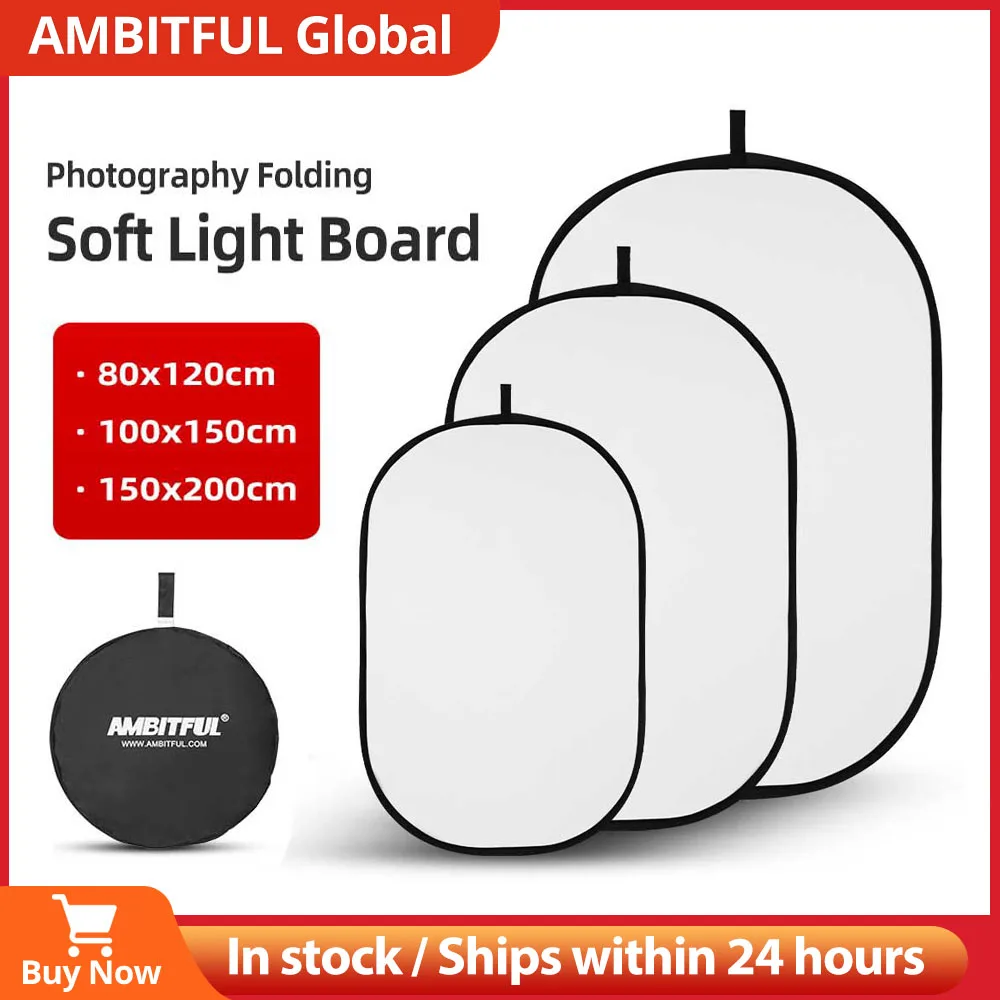 AMBITFUL 80x120cm 100x150cm 150 x 200cm Portable Oval Multi-Disc Transparent White Reflector Collapsible Studio Photo Diffuser