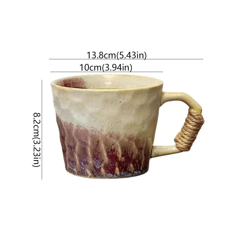 Tableware 380ML Retro Ceramic Cup Rustic Handcrafted Coffee Mug Unique Wide Mouth Cup Afternoon Tea