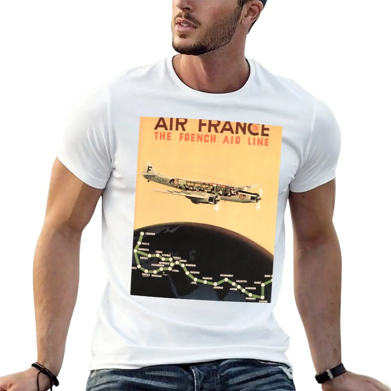 

AIR FRANCE The French Air Line Advertisement Vintage Travel T-Shirt Aesthetic clothing funnys t shirt for men