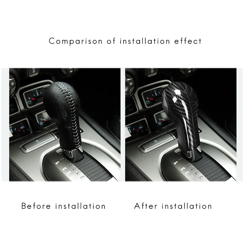 Carbon Fiber Car Gear Shift Knob Cover Interior Trim for Chevrolet Camaro 2010-2015