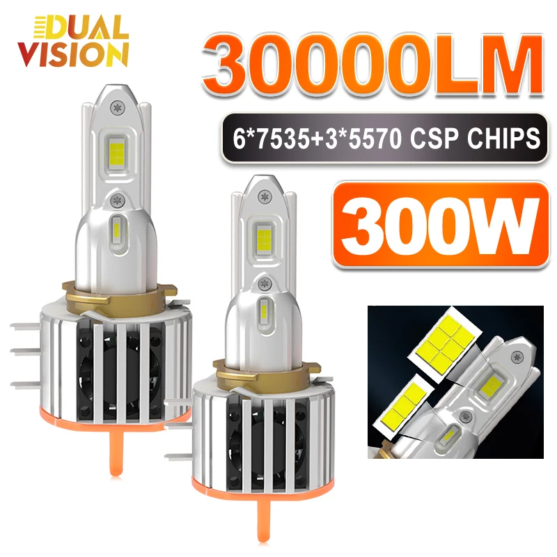 

2Pcs H15 LED Bulb Car Headlight 30000LM Day Driving Running Light 12V 24V 6500K White Auto Lamp Canbus For Golf 6 VW Audi BMW