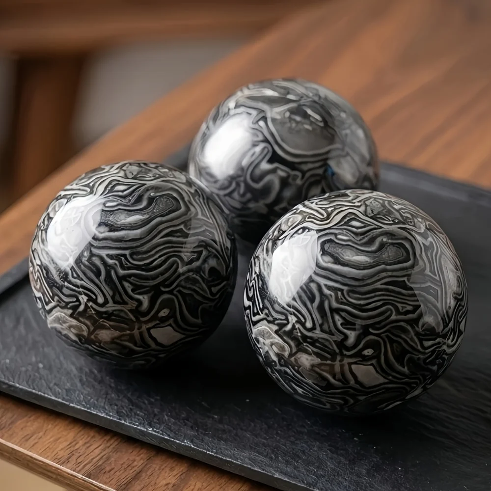 1pc Black Crazy Agate Ball -  Elegant Natural Stone Decor for Home & Office,The Ideal Gift for Friends and Family During Holiday